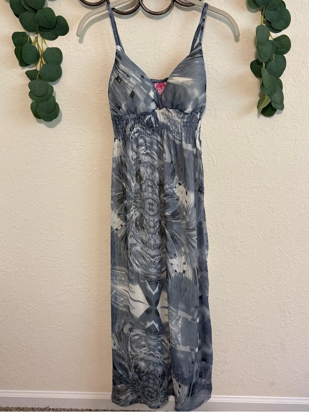 Y2K Boho Gray Floral Tropical Maxi Dress💕